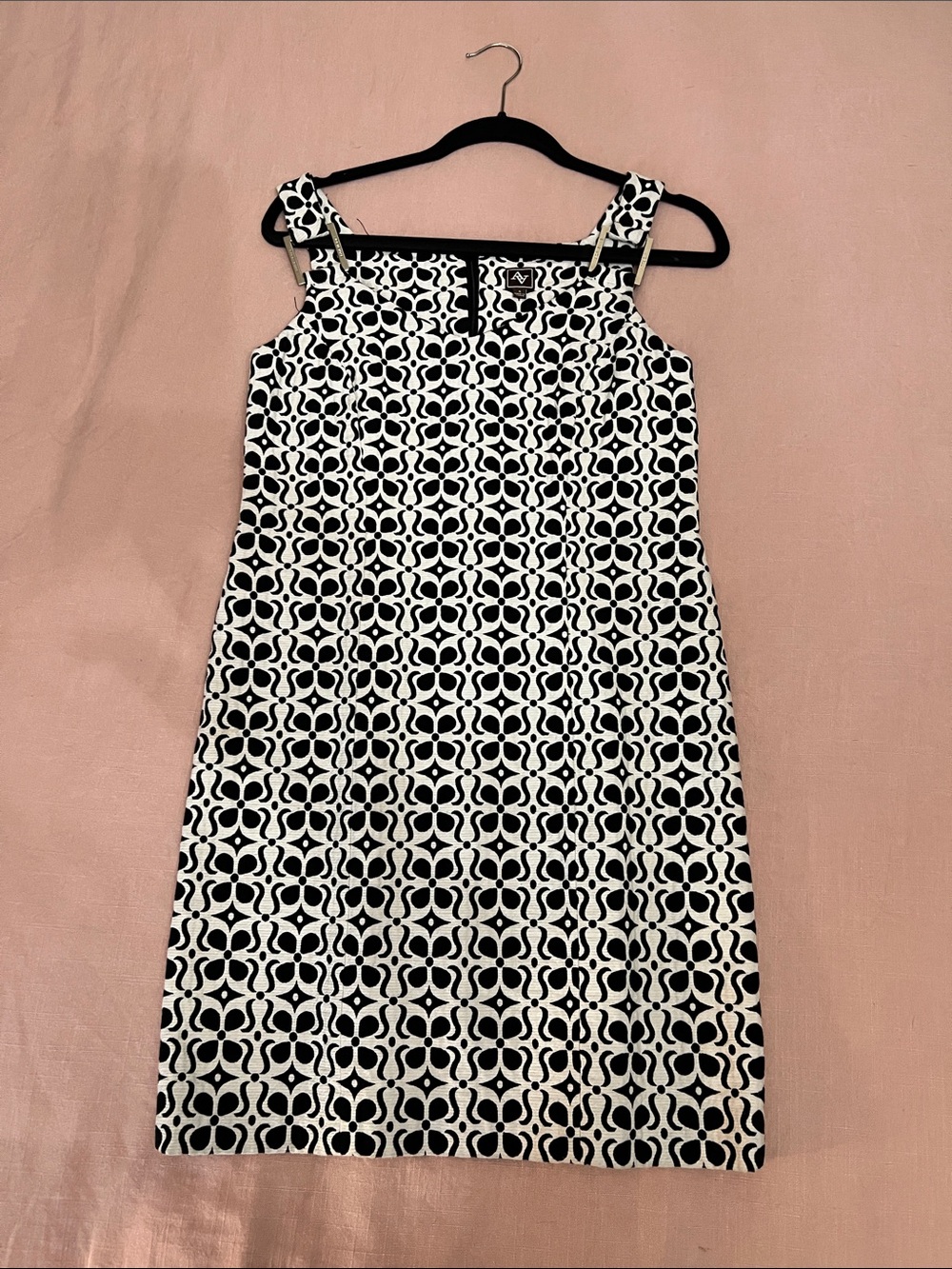 Adrienne Vittadini Black and White Geometric Midi Dress